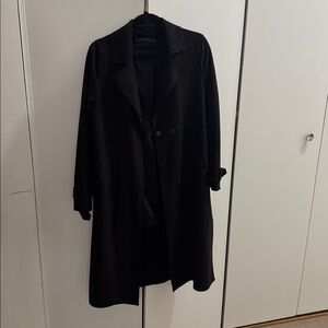 Zara Basic Black Coat trenchcoat suede